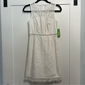 Lilly Pulitzer Simone White Lace Fringe Dress Size 00 Oyster Shell Resort White